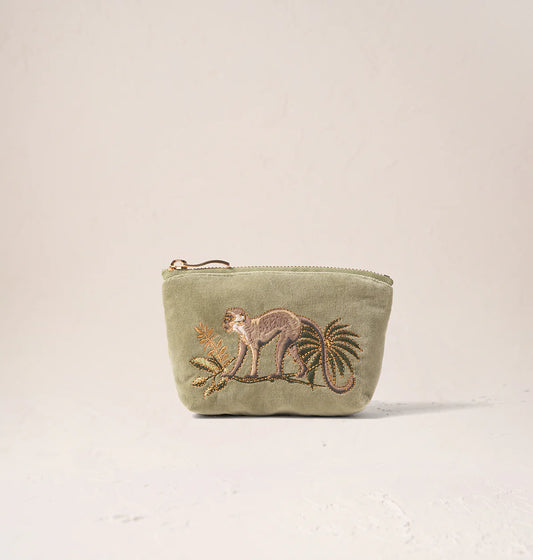 Elizabeth Scarlett Monkeys Coin Purse - Olive