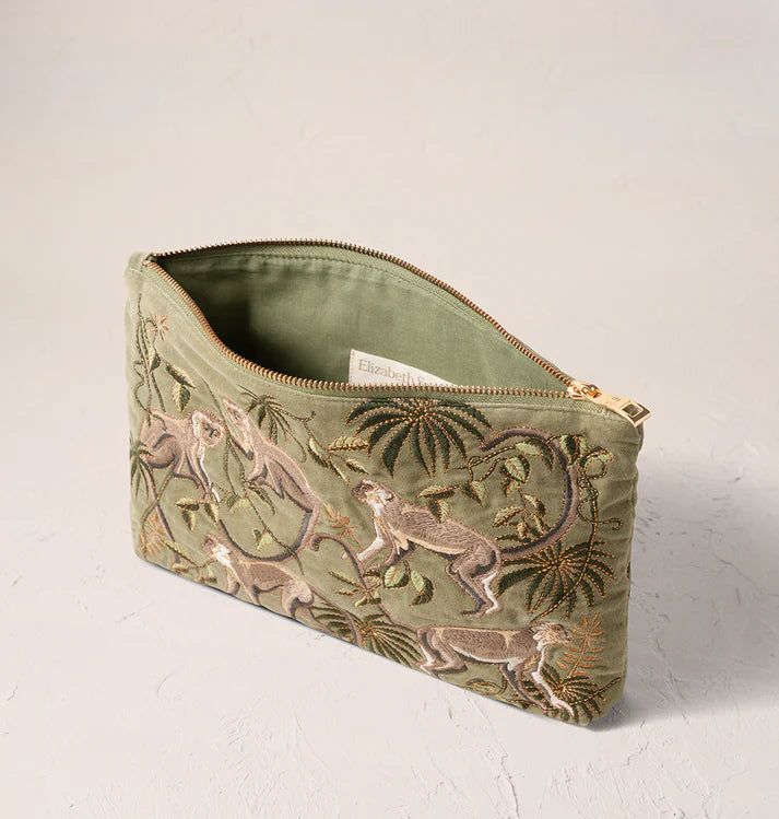 Elizabeth Scarlett Monkeys Everyday Pouch - Olive
