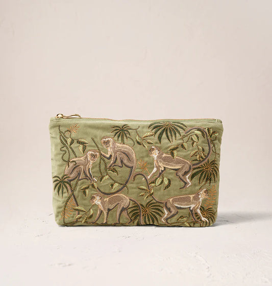 Elizabeth Scarlett Monkeys Everyday Pouch - Olive