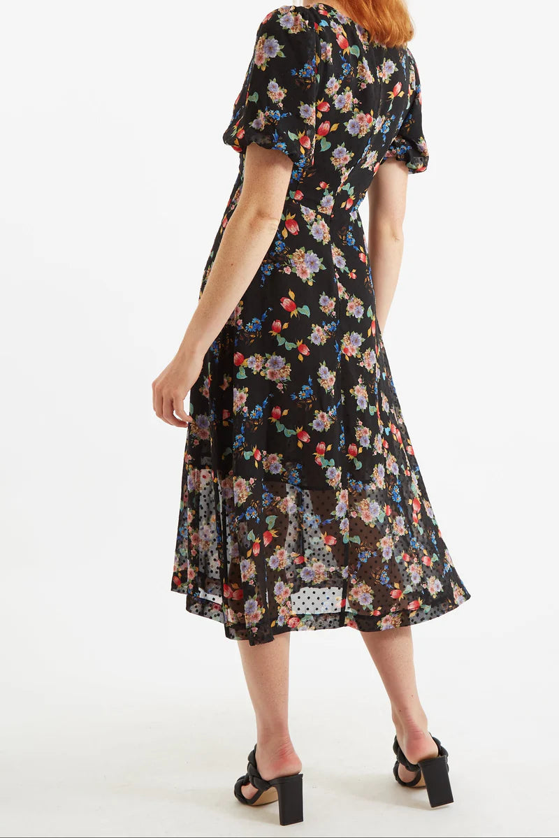 Louche London Nadine Carpathian Florals Print Midi Dress