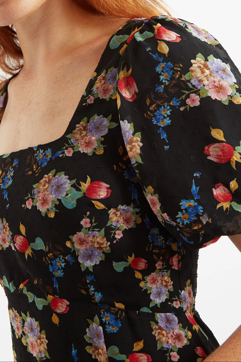 Louche London Nadine Carpathian Florals Print Midi Dress