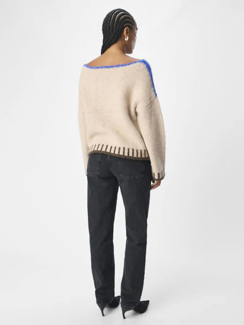 Object Tallira Boat Neck Knitted Pullover - Beige