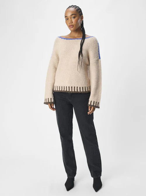 Object Tallira Boat Neck Knitted Pullover - Beige