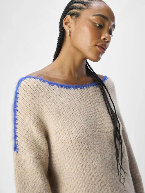 Object Tallira Boat Neck Knitted Pullover - Beige