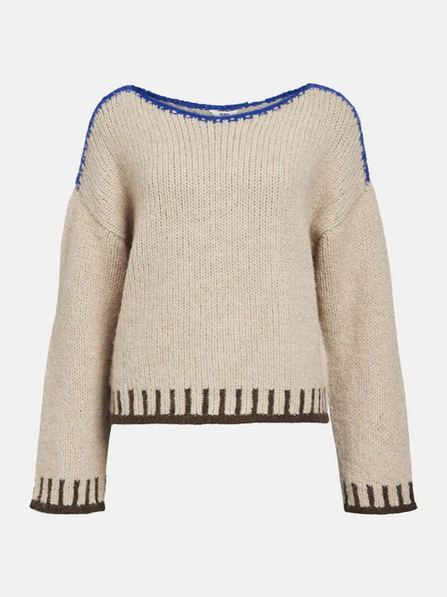 Object Tallira Boat Neck Knitted Pullover - Beige