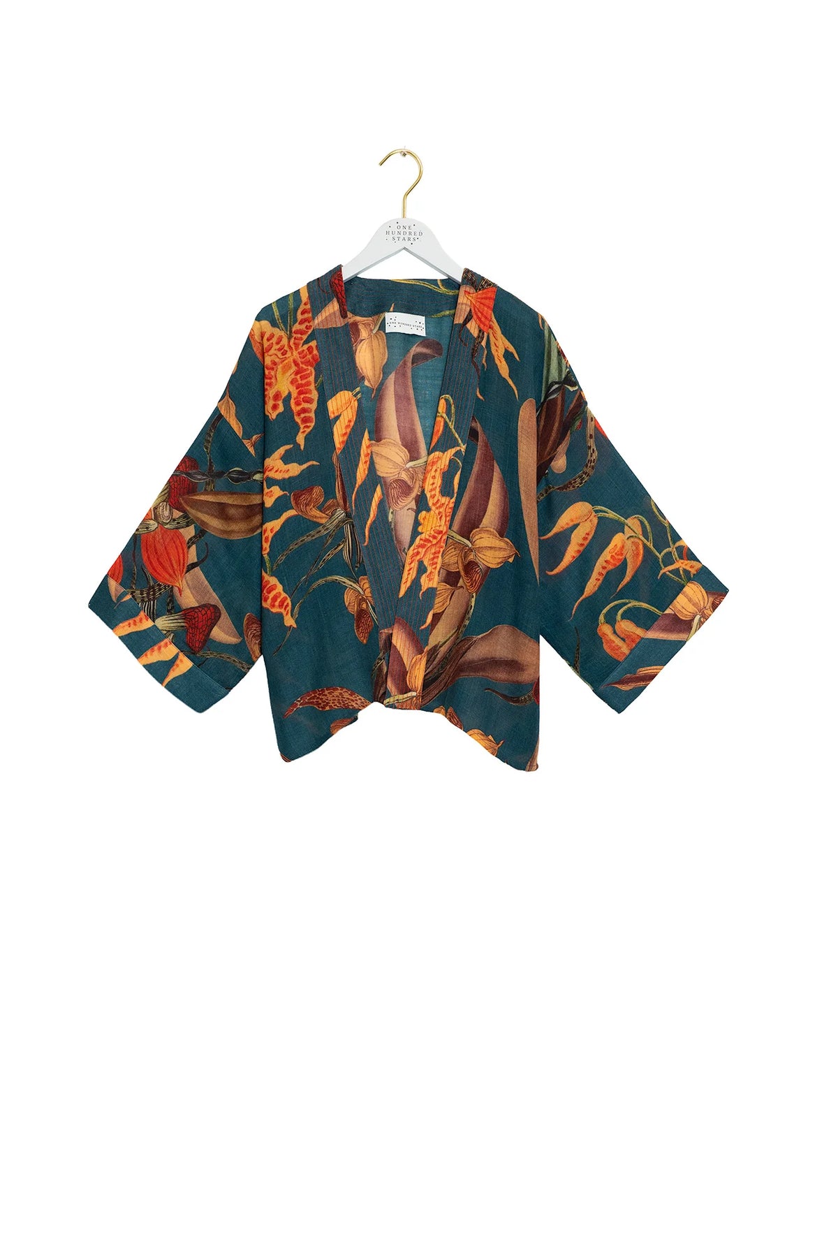 Orchid Teal Wool Kimono - One Hundred Stars