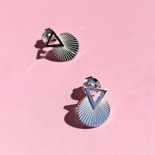 Vurchoo Silver Art Deco Stud Earrings - Nepal