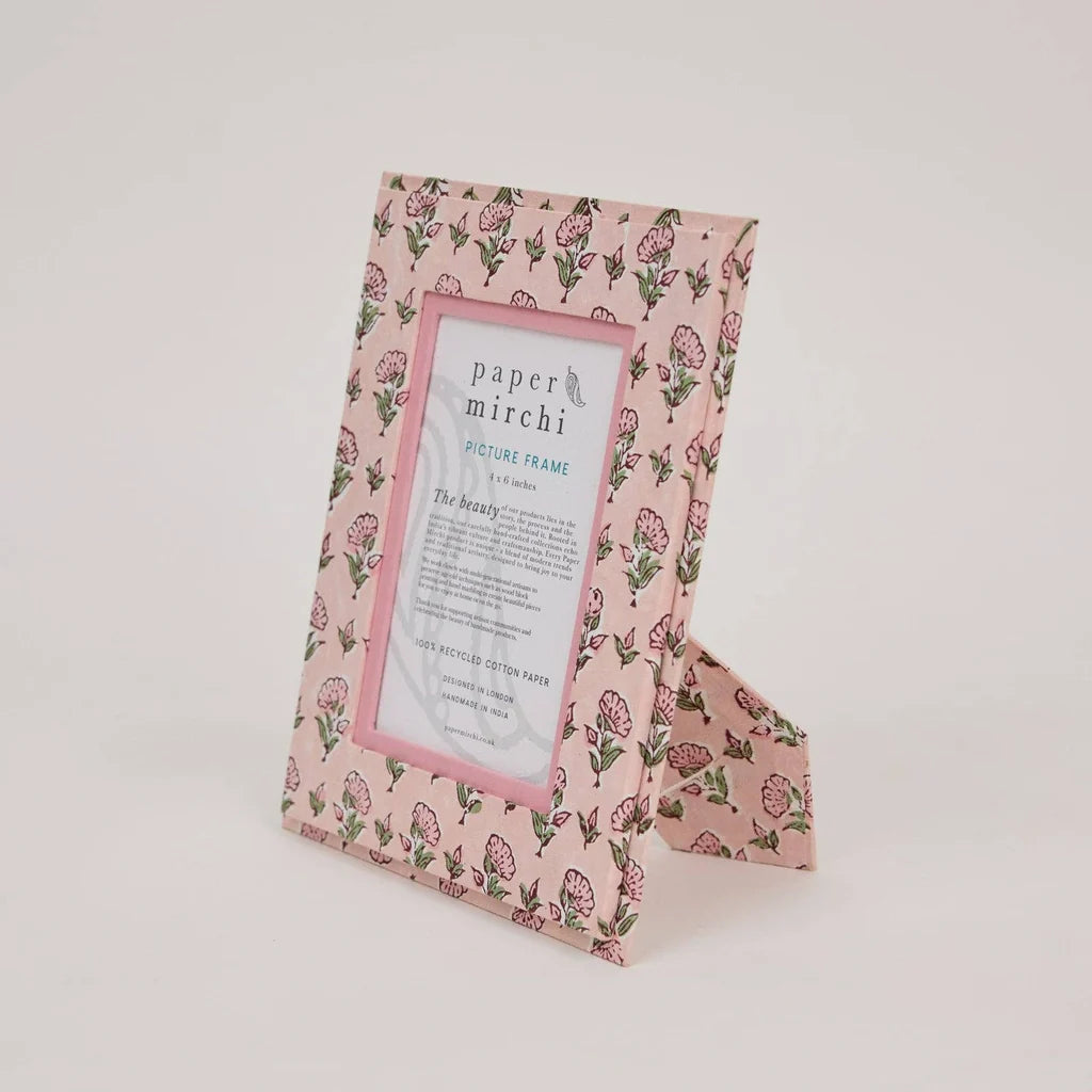 Paper Mirchi - Block Printed Picture Frame (Pink 4x6)