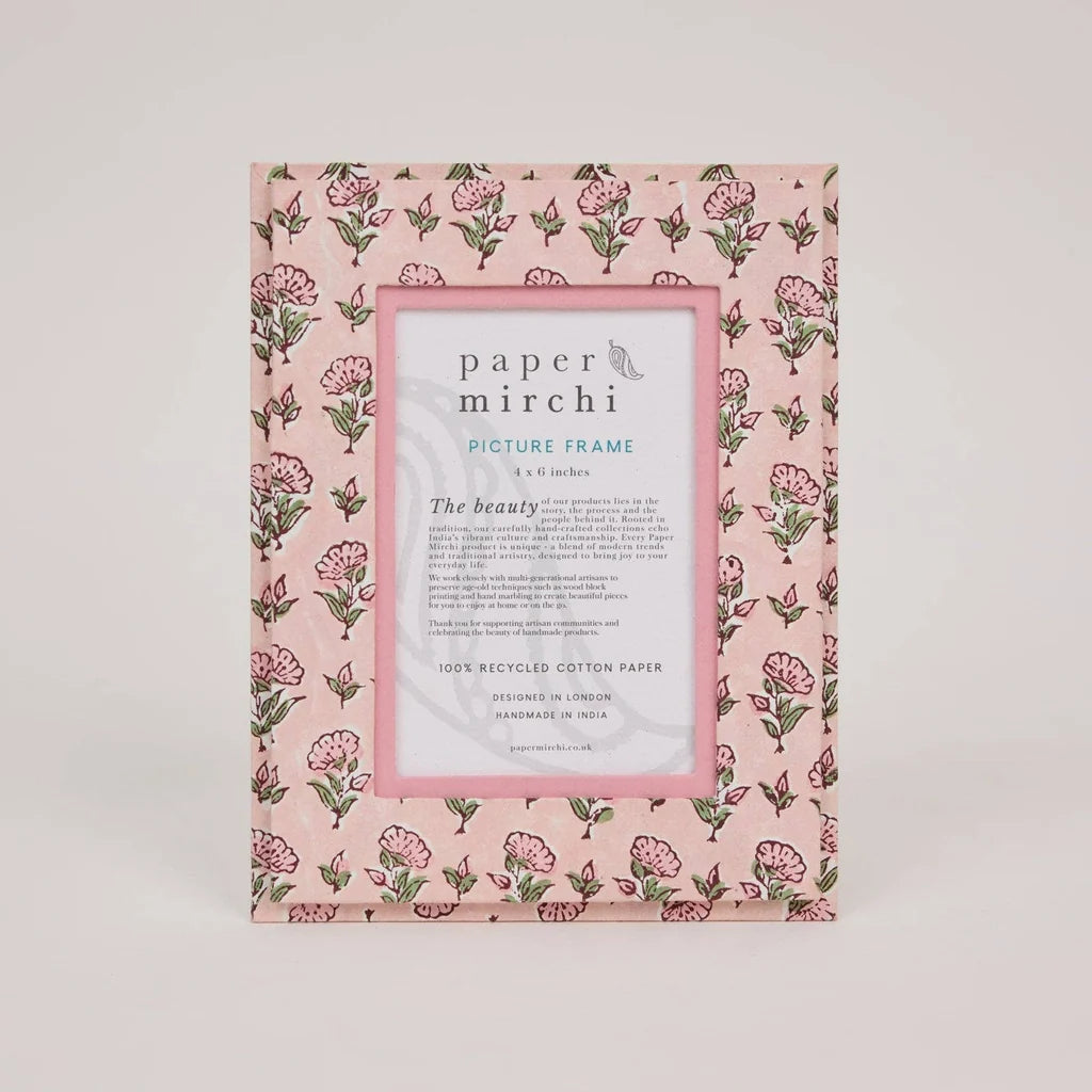 Paper Mirchi - Block Printed Picture Frame (Pink 4x6)