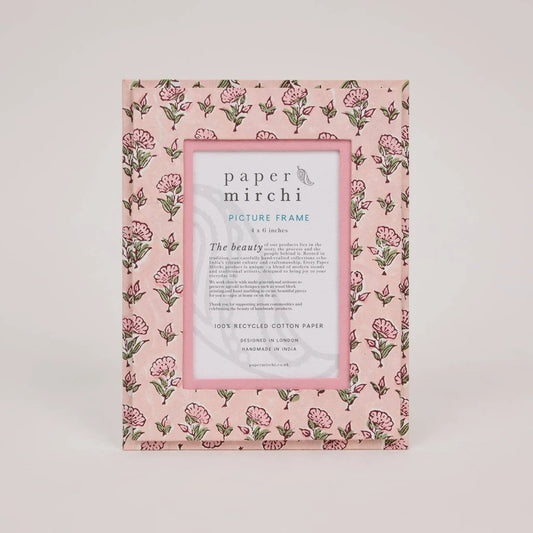 Paper Mirchi - Block Printed Picture Frame (Pink 4x6)