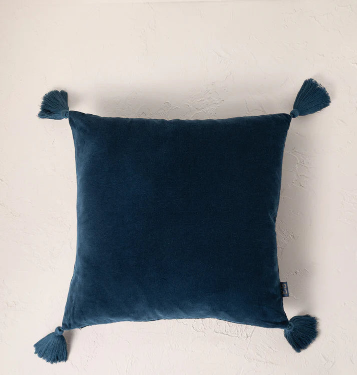 Elizabeth Scarlett Peacock Floral Cushion - Ink Blue