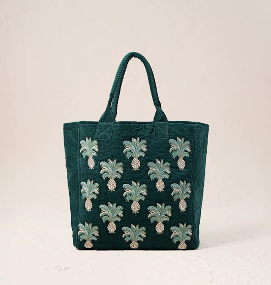 Elizabeth Scarlett Pineapples Tote - Emerald