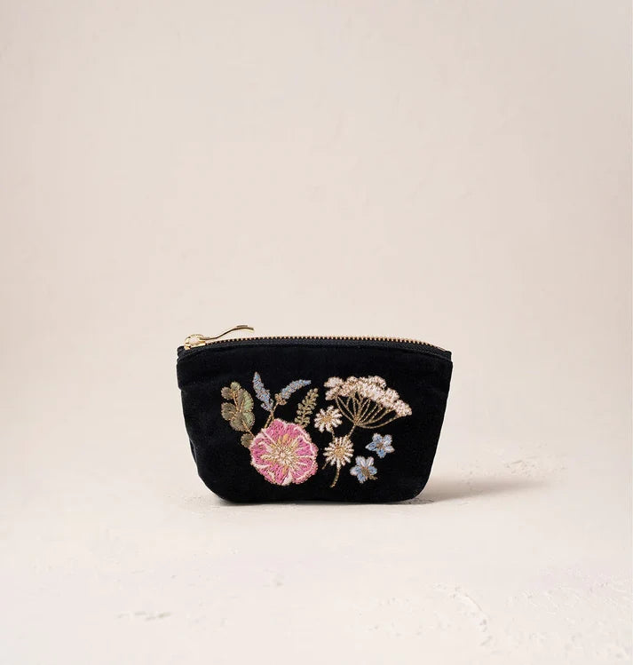 Elizabeth Scarlett - Black Pressed Flowers Coin Purse