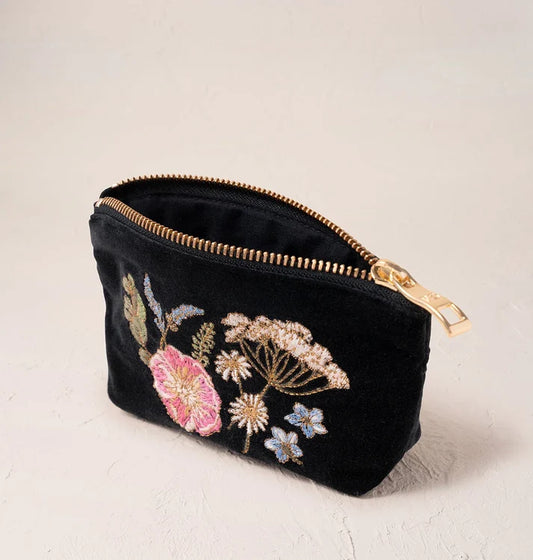 Elizabeth Scarlett - Black Pressed Flowers Coin Purse