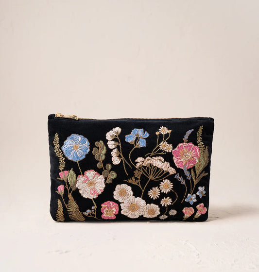 Elizabeth Scarlett Pressed Flowers Everyday Pouch - Charcoal