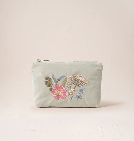 Elizabeth Scarlett Pressed Flowers Mini Pouch - Sage