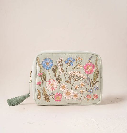 Elizabeth Scarlett Pressed Flowers Wash Bag - Sage