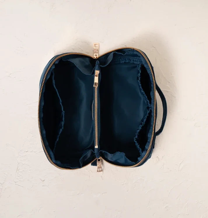 Elizabeth Scarlett - Botanical Elephant Velvet Open Flat Makeup Bag