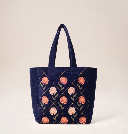 Elizabeth Scarlett Rose Velvet Tote Bag