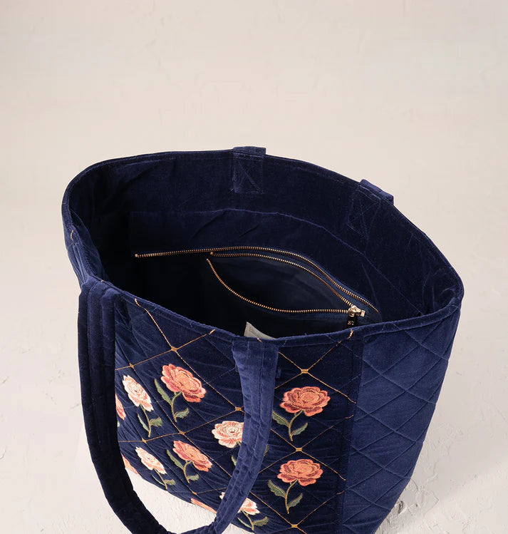 Elizabeth Scarlett Rose Velvet Tote Bag