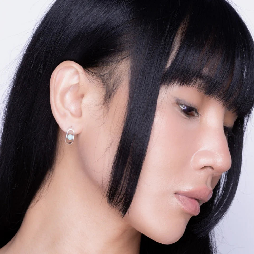 Vurchoo Amazonite Stud Earrings Silver - Sri Lanka