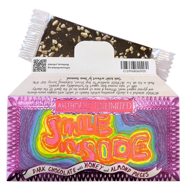 ARTHOUSE Unlimited - Joy Sized: Smile Inside, Dark Chocolate with Honey & Almond Pieces