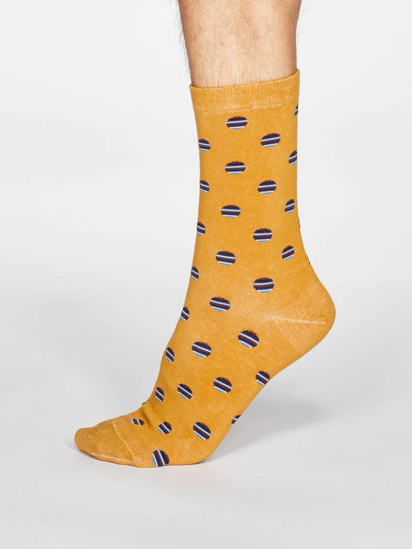 Men's Grayson Spot Stripe Socks - Mustard Yellow