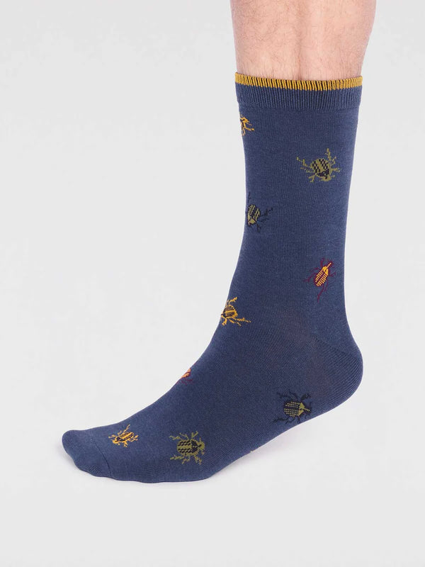 Men's Brody Bamboo Bug Socks - Slate Blue