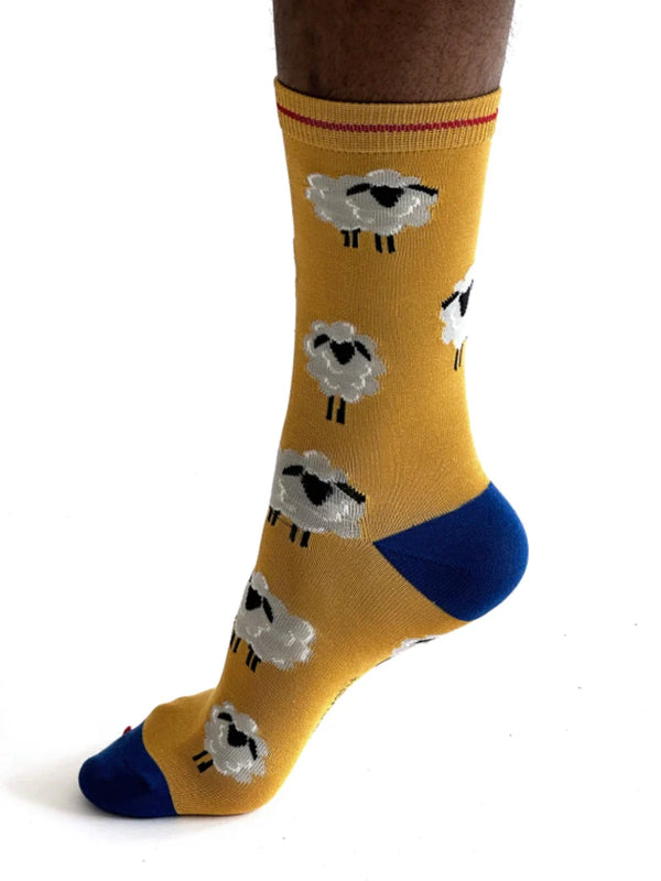 Thought Men's Elliot Sheep Bamboo Socks - Yellow