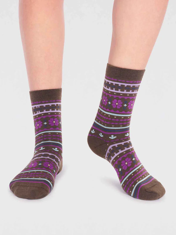 Thought Women's Waverly Pattern Socks - Moss Green