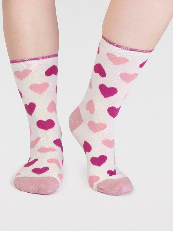 Women's Haddie Bamboo Love Heart Socks - Stone White
