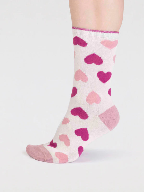 Women's Haddie Bamboo Love Heart Socks - Stone White