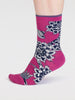 Women's Freja Organic Cotton Abstract Flower Socks - Raspberry Pink