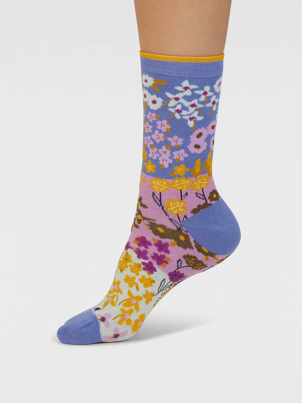 Thought Women's Marguerite Floral Organic Cotton Socks - Light Sapphire Blue