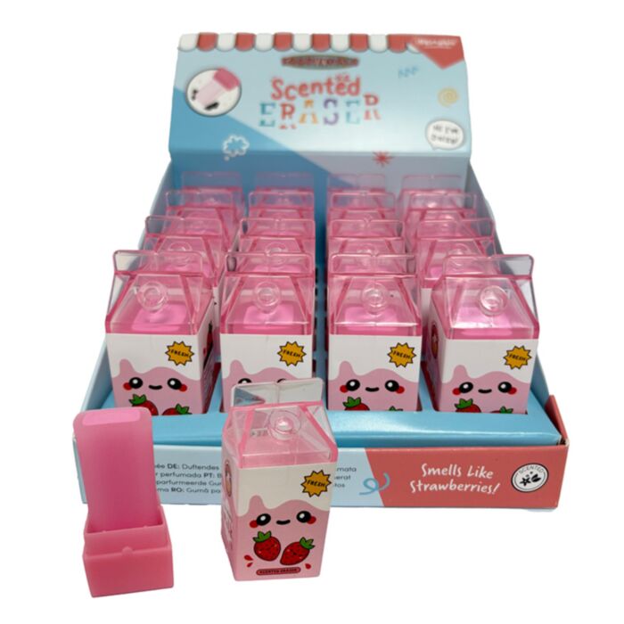 Puckator - Foodiemals Strawberry Milk Carton Scented Shaped Eraser