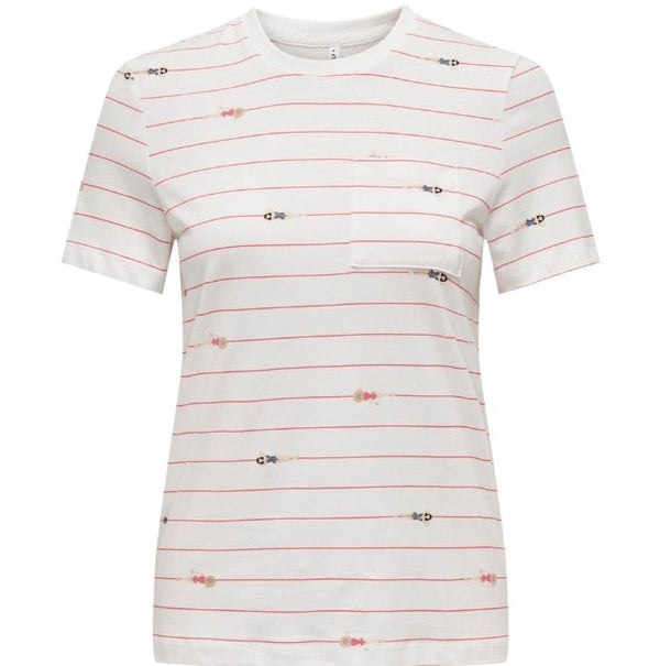 Only Swimming Lady T-shirt - Cream/Coral