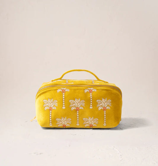 Elizabeth Scarlett Sunrise Palms Open Flat Makeup Bag - Mustard Yellow