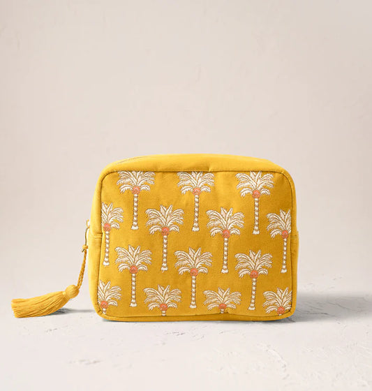 Elizabeth Scarlett Sunrise Palms Wash Bag - Mustard Yellow