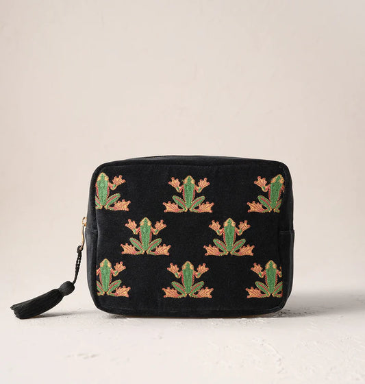 Tree Frogs Wash Bag - Charcoal