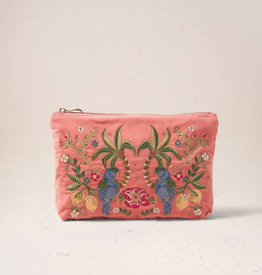 Elizabeth Scarlett Tropical Parrot Everyday Pouch - Coral