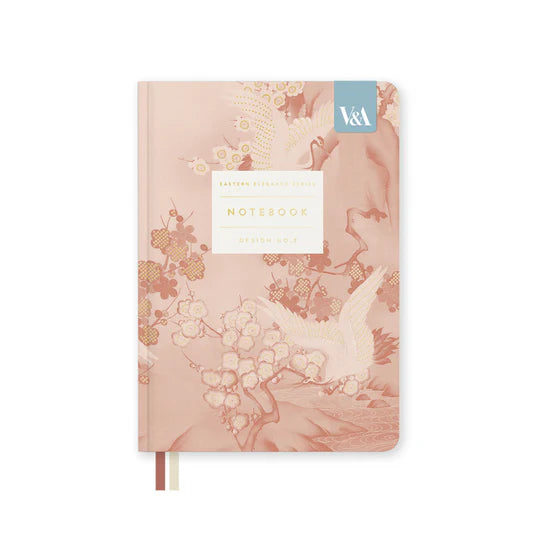 V&A - Eastern Elegance Cranes & Blossom B6 Fabric Hardback Notebook