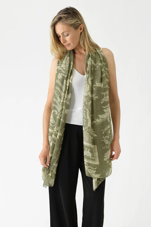 Vintage Damask Sage Scarf - One Hundred Stars