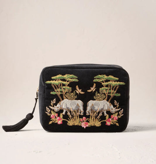 Elizabeth Scarlett  - Wild Rhino Velvet Wash Bag