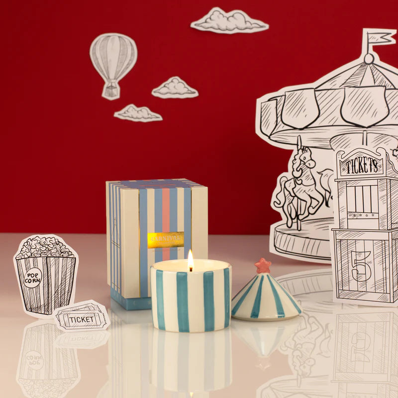 Zesty Lemons Trade Carnival: Acrobat Blue Candle - Activated Charcoal & Matcha