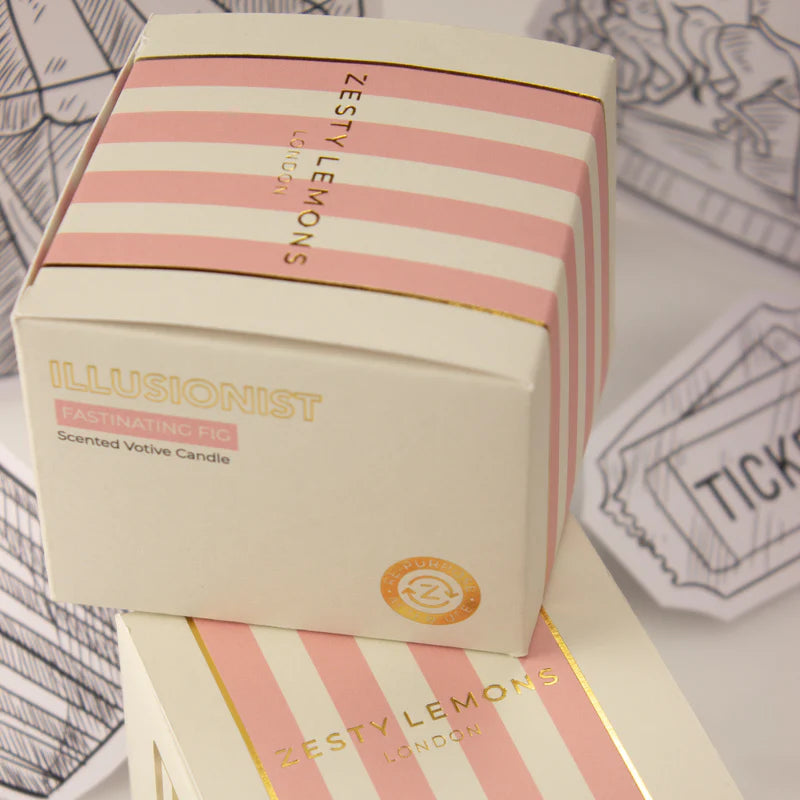 Zesty Lemons Trade Carnival: Illusionist Pink Votive Candle - Fig & Neroli