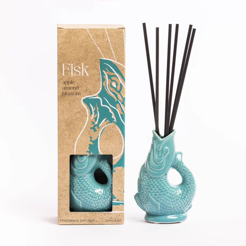 Teal Gluggle Fish Reed Diffuser - Apple almond blossom