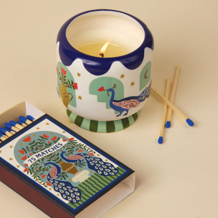Paddywax - Peacock Misted Lime Boxed Ceramic Candle