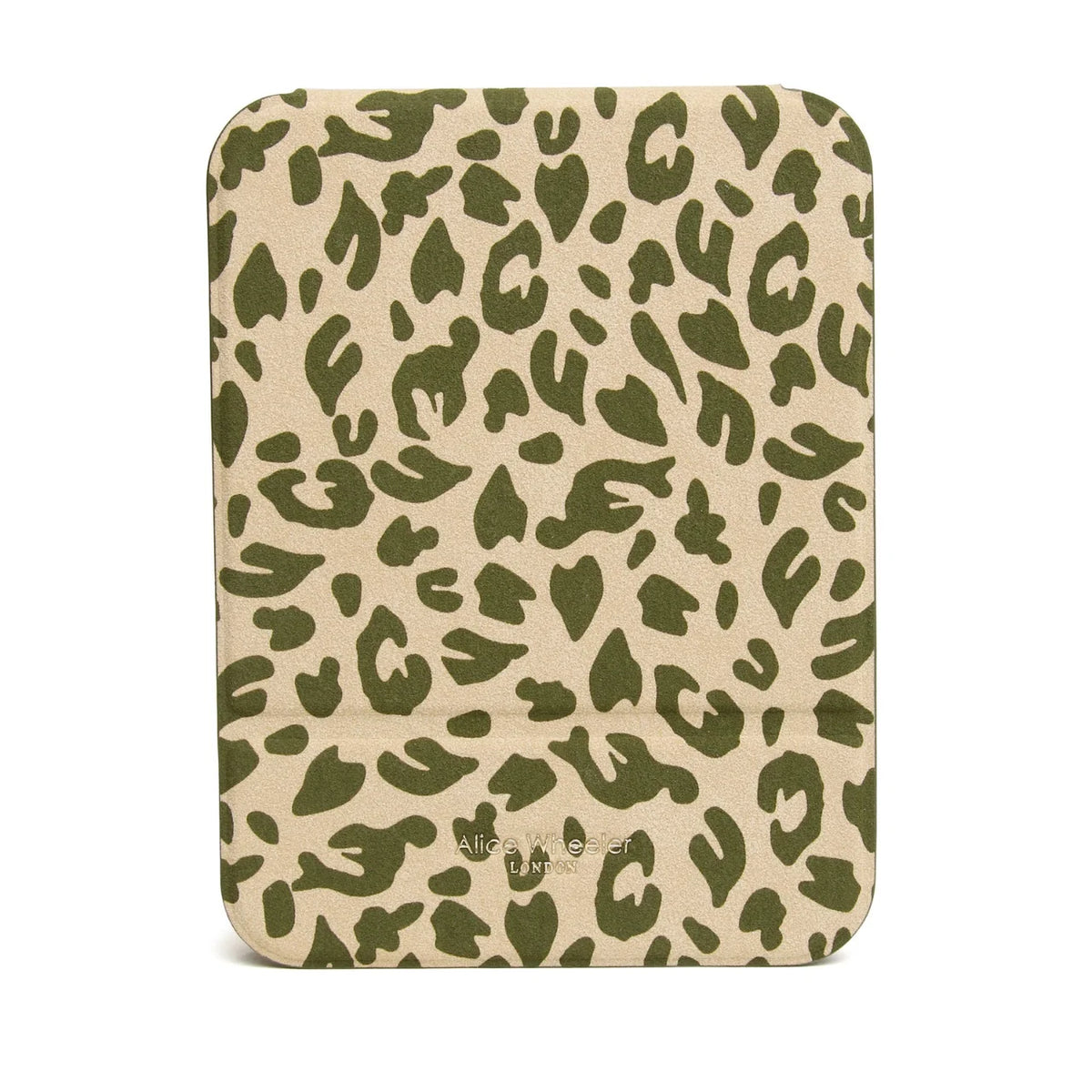 Alice Wheeler Folding Travel Mirror – Leopard Print/ Black/ Pistachio