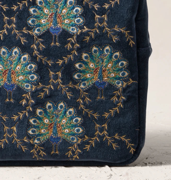 Elizabeth Scarlett - Botanical Peacock Velvet Wash Bag
