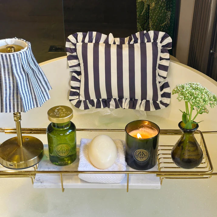 Abahna® - The Original Bath Pillow Charcoal grey & white striped